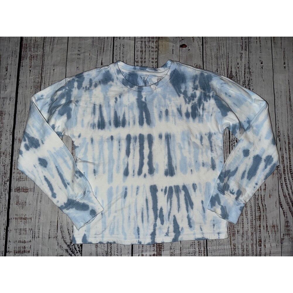 Athleta Girl Beach Breeze Tie Dye Sweatshirt Top Size‎ XL 14 Blue White